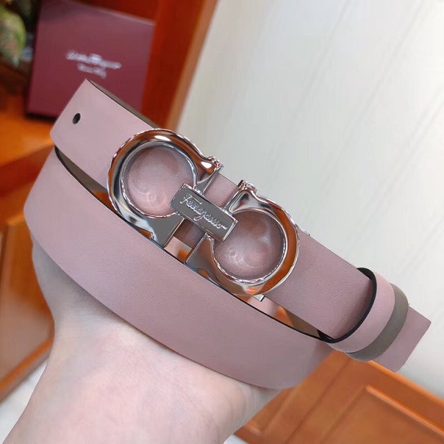 Feragamo gancini original calfskin belt 25mm F0043 pink