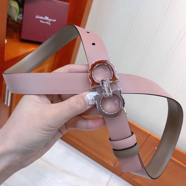 Feragamo gancini original calfskin belt 25mm F0043 pink