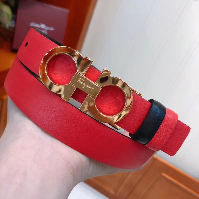 Feragamo gancini original calfskin belt 25mm F0043 red