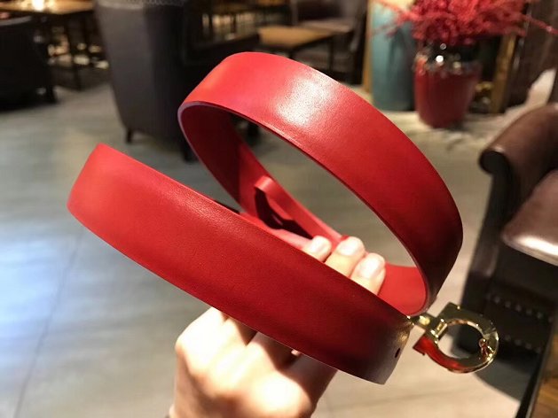 Feragamo gancini original calfskin belt 25mm F0048 red