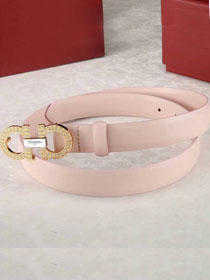 Feragamo gancini original calfskin belt 25mm F0052 pink