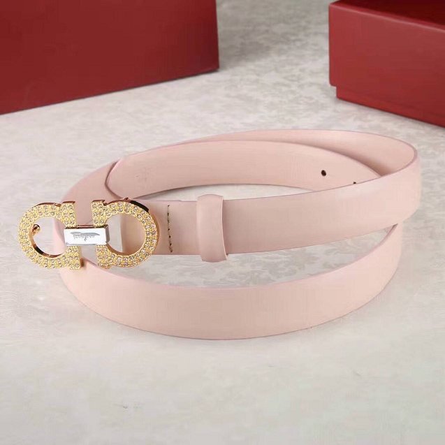 Feragamo gancini original calfskin belt 25mm F0052 pink