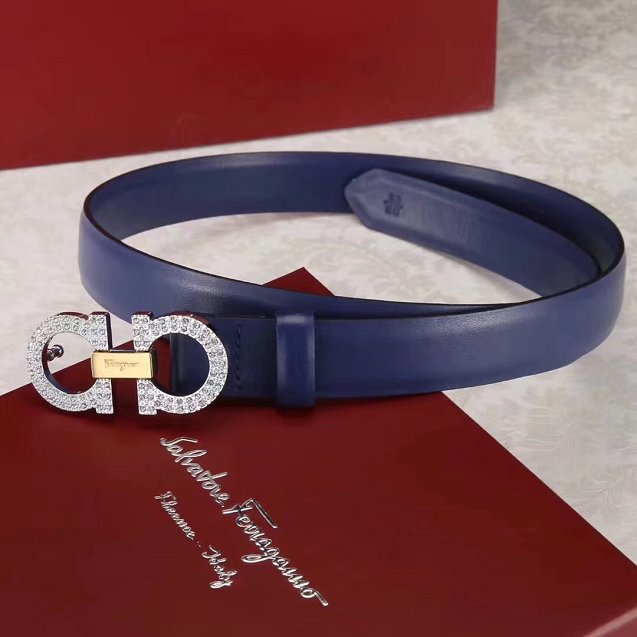 Feragamo gancini original calfskin belt 25mm F0052 royal blue