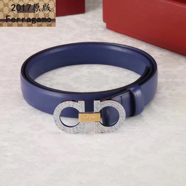 Feragamo gancini original calfskin belt 25mm F0052 royal blue