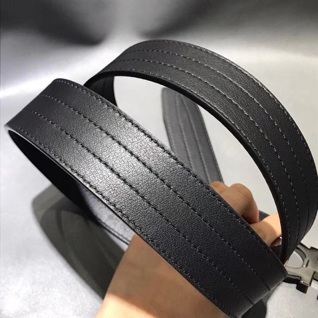 Feragamo gancini original calfskin belt 34mm F0017 black