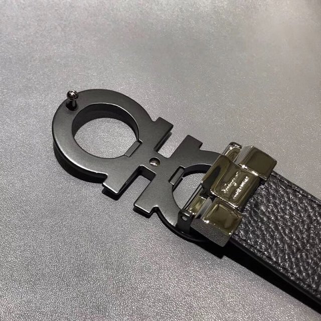 Feragamo gancini original calfskin belt 34mm F0018 black