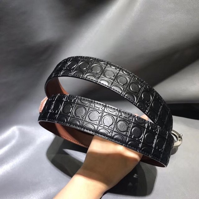 Feragamo gancini original calfskin belt 34mm F0026 black