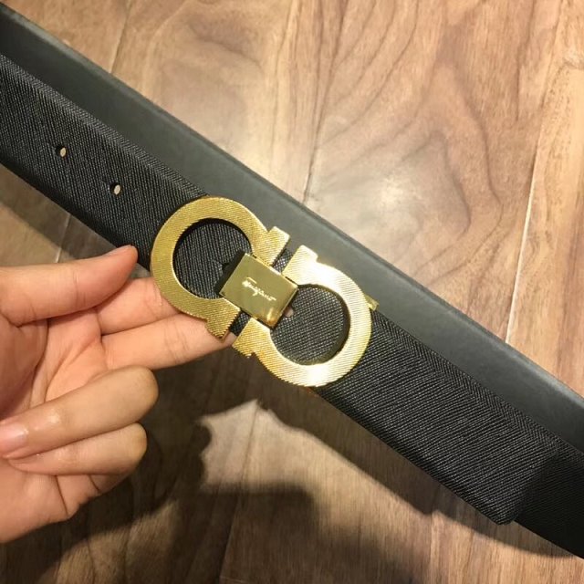 Feragamo gancini original calfskin belt 34mm F0028 black