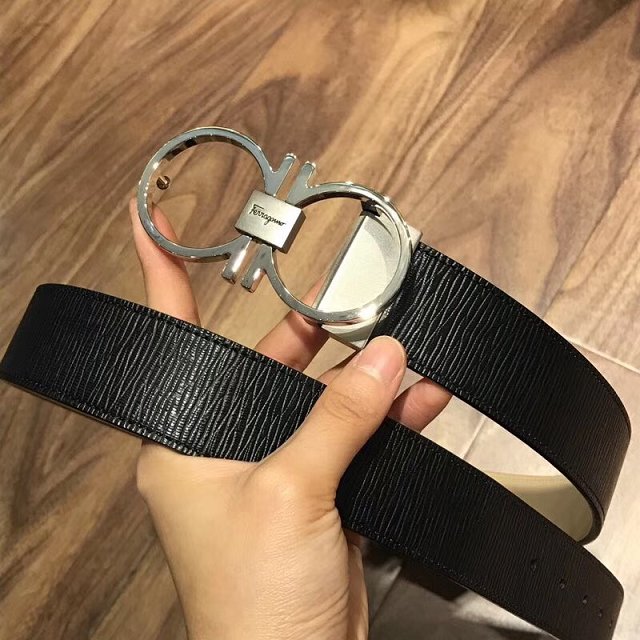 Feragamo gancini original calfskin belt 34mm F0029 black