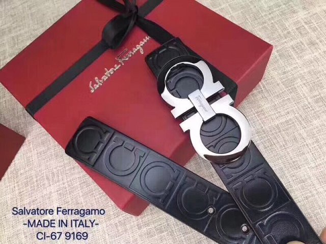 Feragamo gancini original calfskin belt 34mm F0040 black