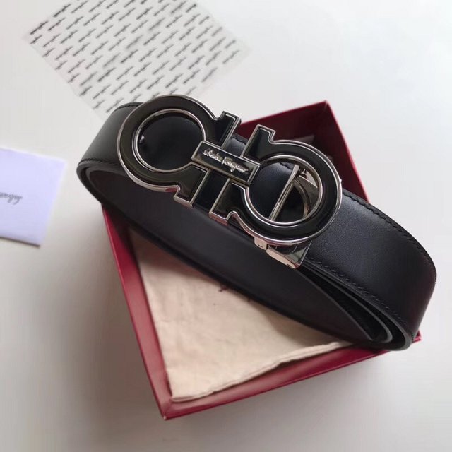 Feragamo gancini original calfskin belt 35mm F0035 black