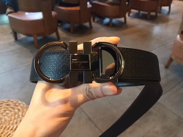 Feragamo gancini original calfskin belt 35mm F0037 black