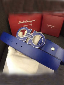 Feragamo gancini original calfskin belt 35mm F0054 blue