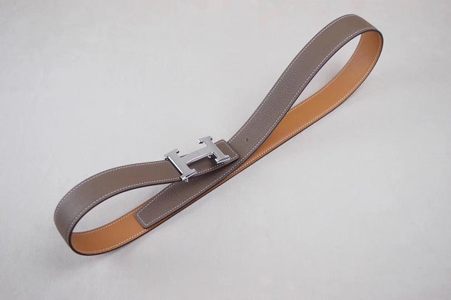 Hermes original calfskin H au carre belt 32mm H066050 light grey