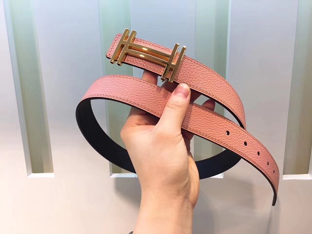 Hermes original calfskin H au carre belt 32mm H066050 pink