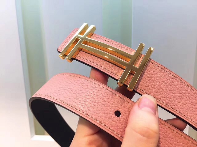 Hermes original calfskin H au carre belt 32mm H066050 pink