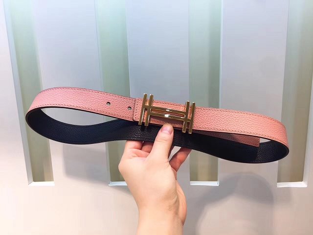 Hermes original calfskin H au carre belt 32mm H066050 pink