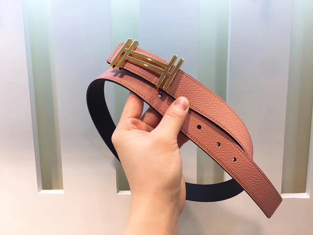 Hermes original calfskin H au carre belt 32mm H066050 pink