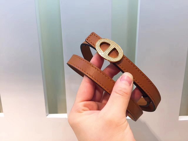 Hermes original calfskin mini athena belt 13mm H065557 coffee