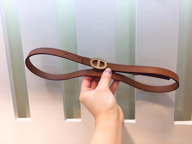 Hermes original calfskin mini athena belt 13mm H065557 coffee