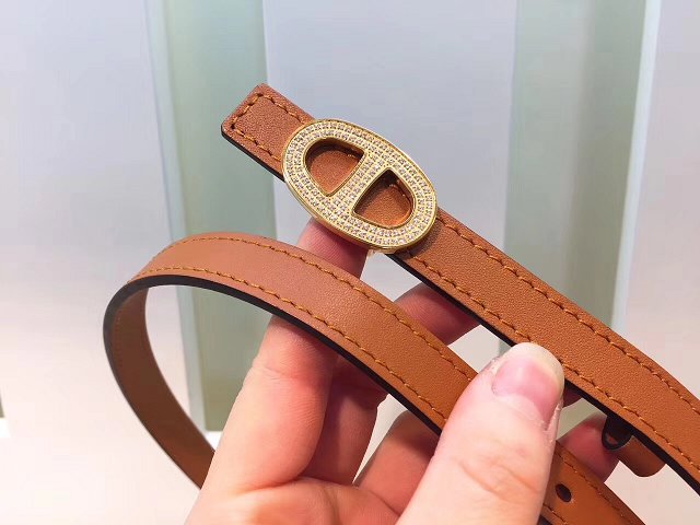 Hermes original calfskin mini athena belt 13mm H065557 coffee