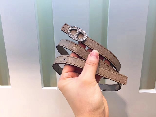 Hermes original calfskin mini athena belt 13mm H065557 grey