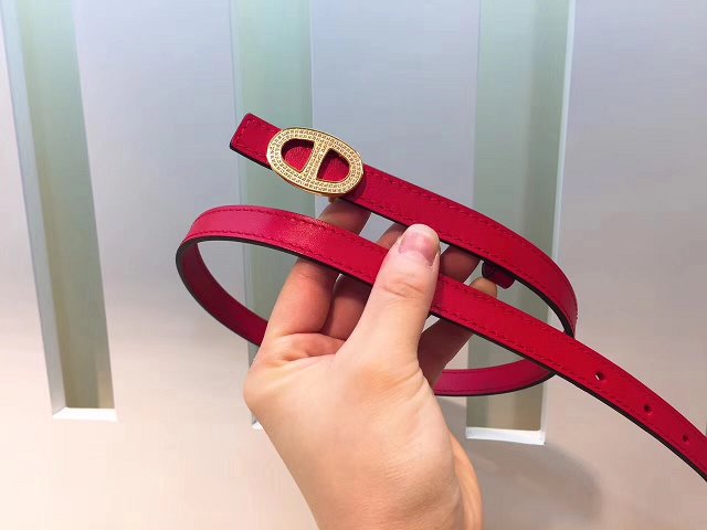 Hermes original calfskin mini athena belt 13mm H065557 wine red