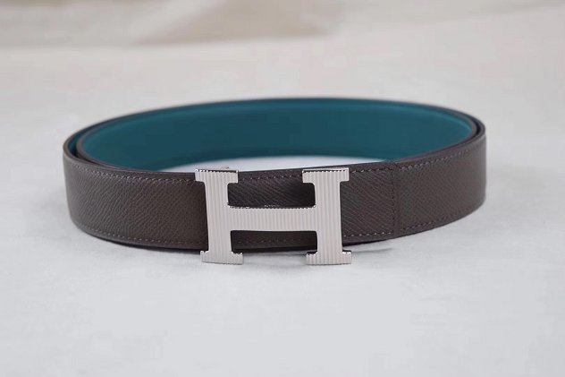 Hermes original epsom H belt reversible 32mm H064544 grey&blue