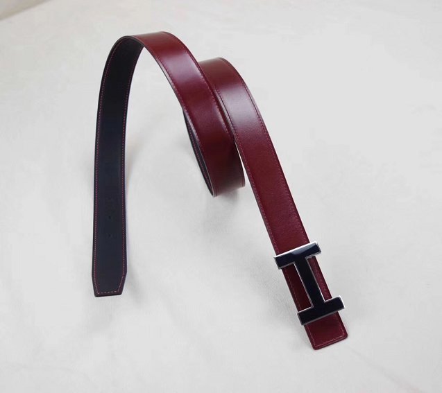 Hermes original epsom H belt reversible 32mm H064545 bordeaux