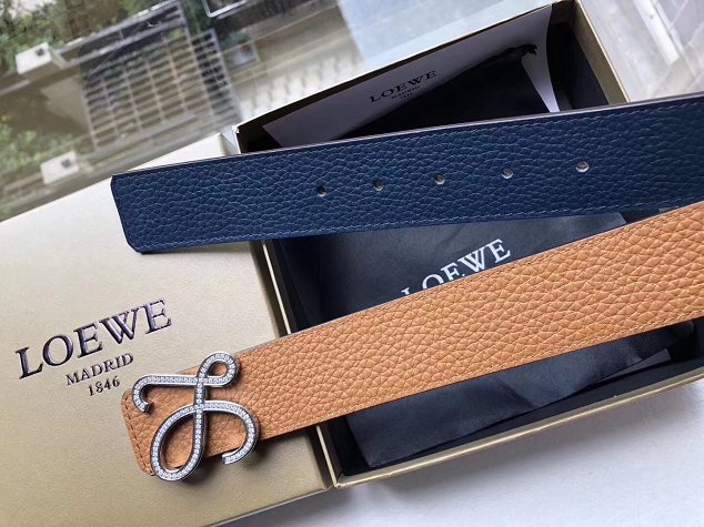 Loewe original calfskin belt 38mm LW0003 dark blue