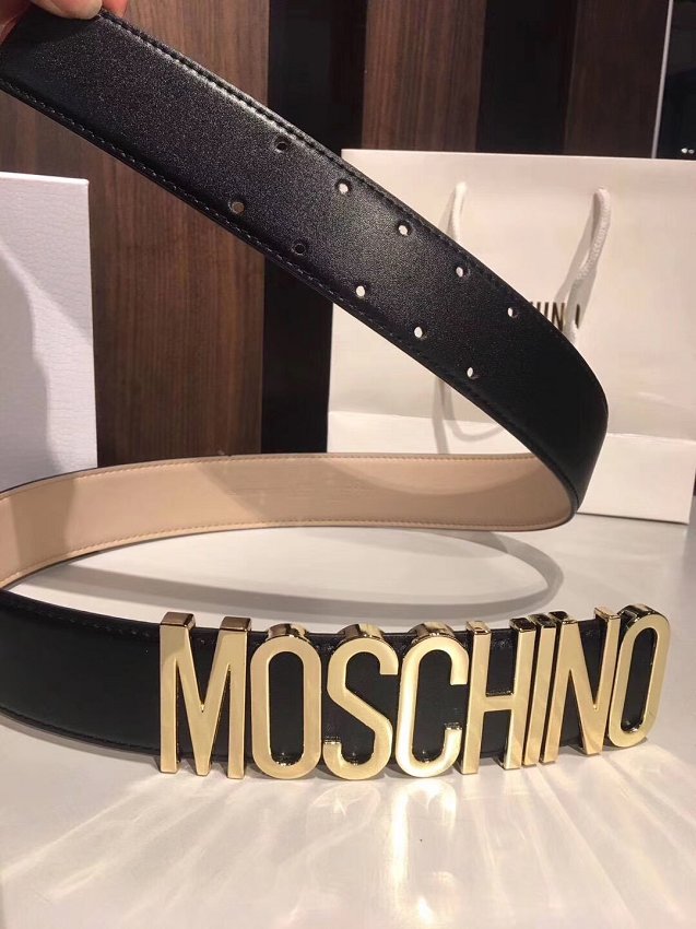 Moschino original calfskin belt 35cm M0001 black