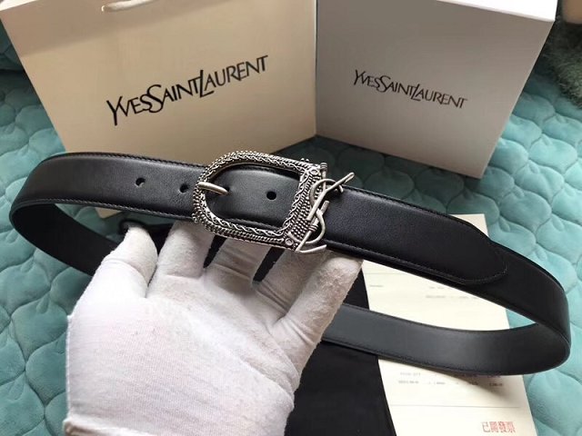 YSL original calfskin belt 25mm Y0002 black