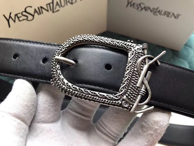 YSL original calfskin belt 25mm Y0002 black