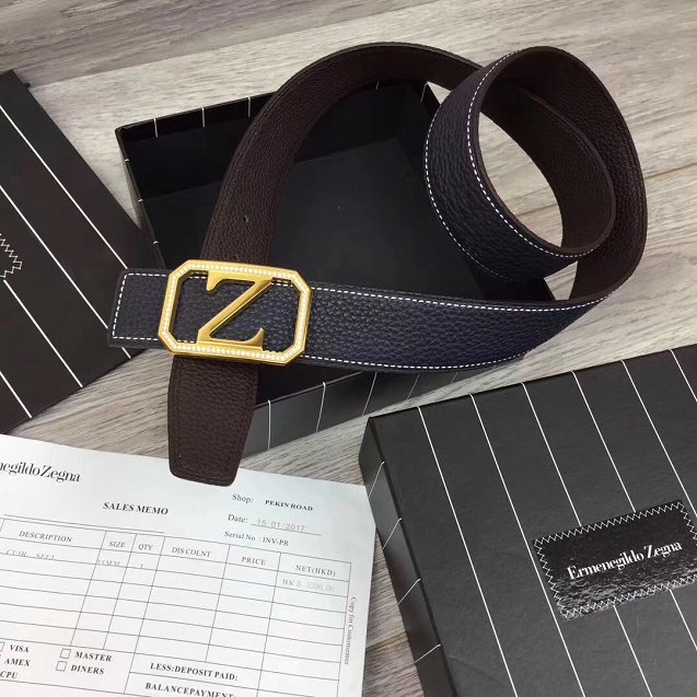 Zegna original calfskin belt 35mm Z0002 navy blue