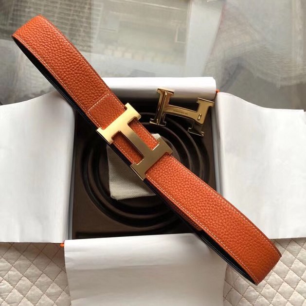 Hermes original calfskin H mens belt 38mm H075355 orange