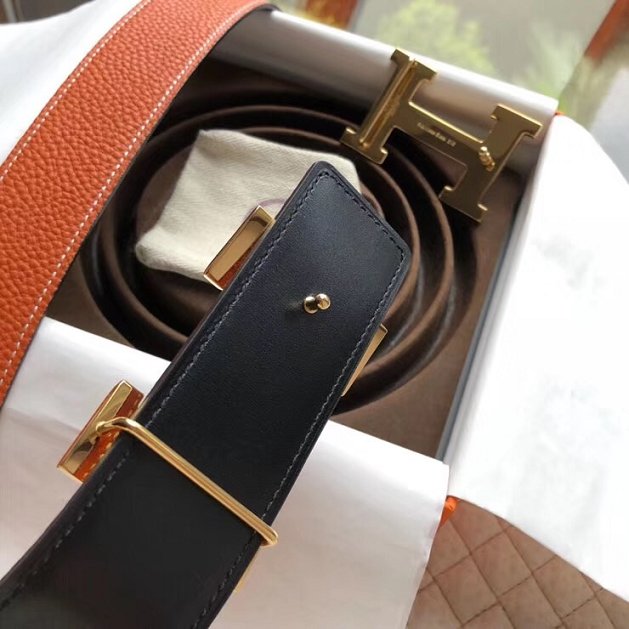 Hermes original calfskin H mens belt 38mm H075355 orange