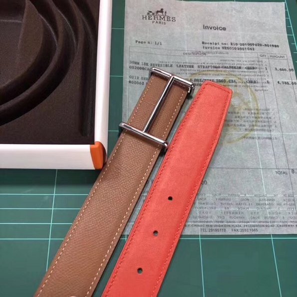 Hermes original epsom leather H d-Ancre belt H077931 coffee