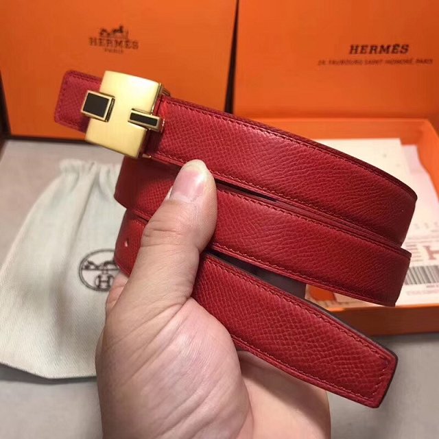 Hermes original epsom leather eileen reversible belt 25mm H073931 red