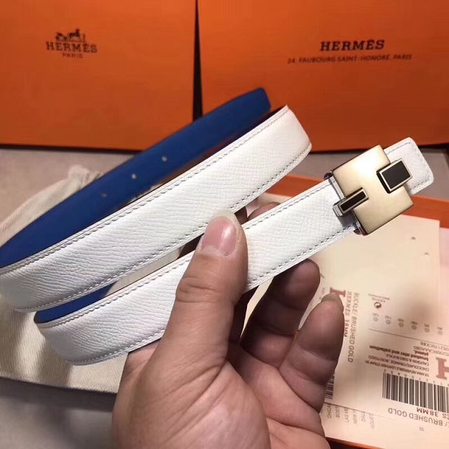 Hermes original epsom leather eileen reversible belt 25mm H073931 white