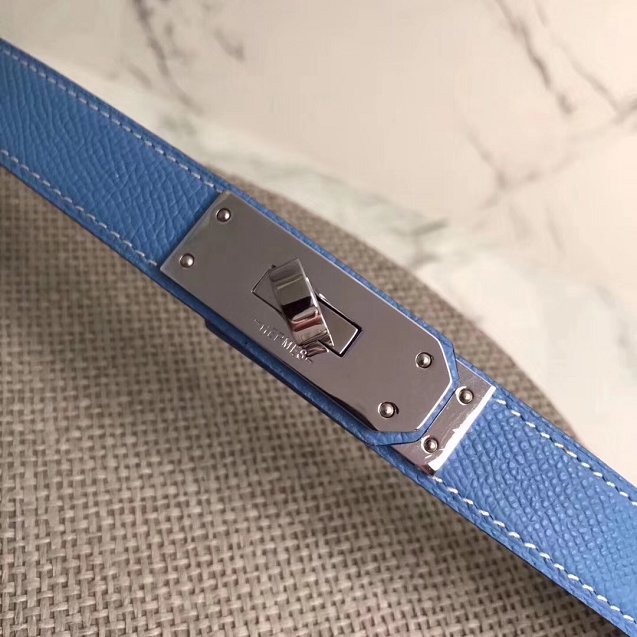 Hermes original epsom leather kelly belt 17mm H069853 light blue