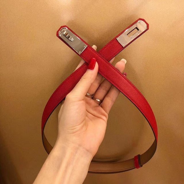 Hermes original epsom leather kelly belt 17mm H069853 red