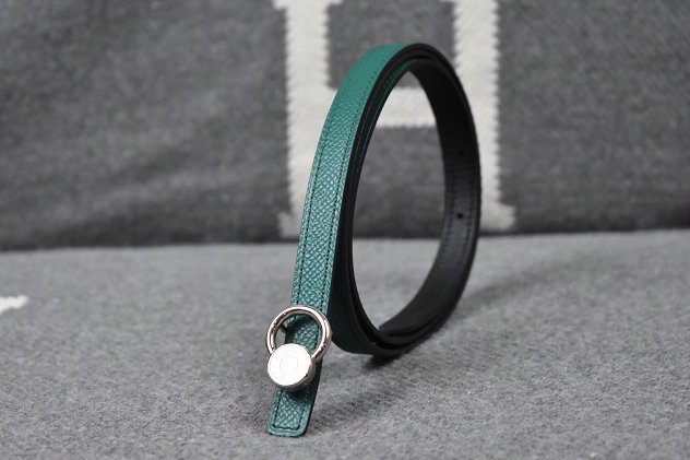 Hermes original epsom leather mini buckle belt 13mm H071429 blackish green