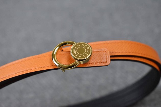 Hermes original epsom leather mini buckle belt 13mm H071429 orange