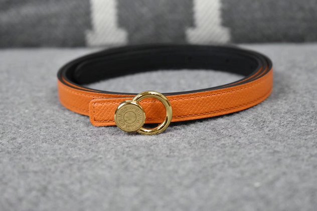 Hermes original epsom leather mini buckle belt 13mm H071429 orange