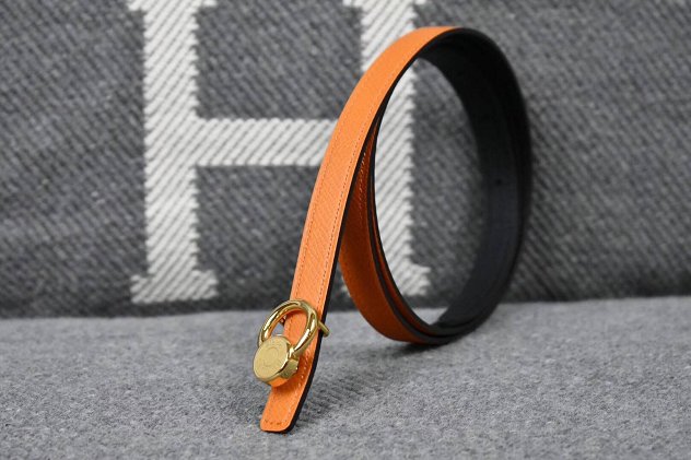 Hermes original epsom leather mini buckle belt 13mm H071429 orange