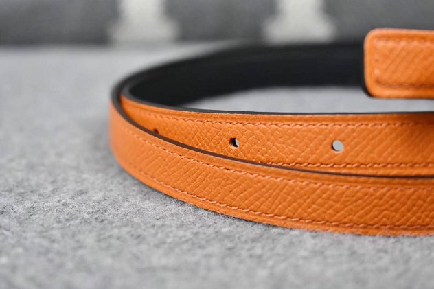 Hermes original epsom leather mini buckle belt 13mm H071429 orange