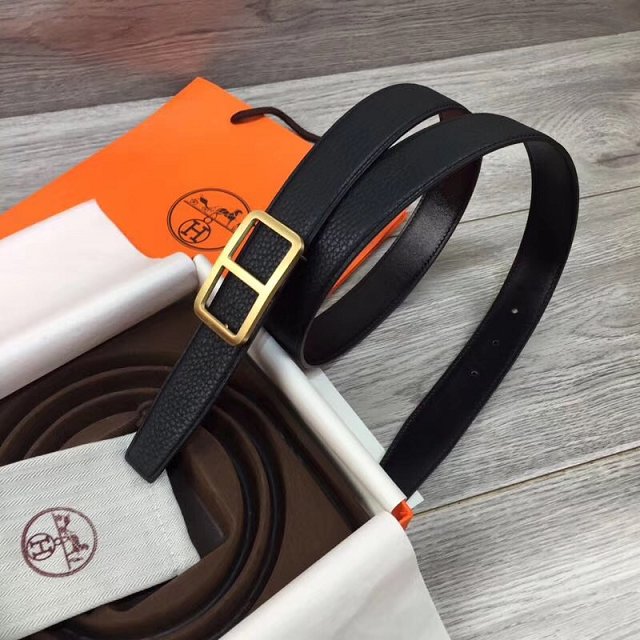 Hermes original togo leather H rouleau belt 32mm H071435 black