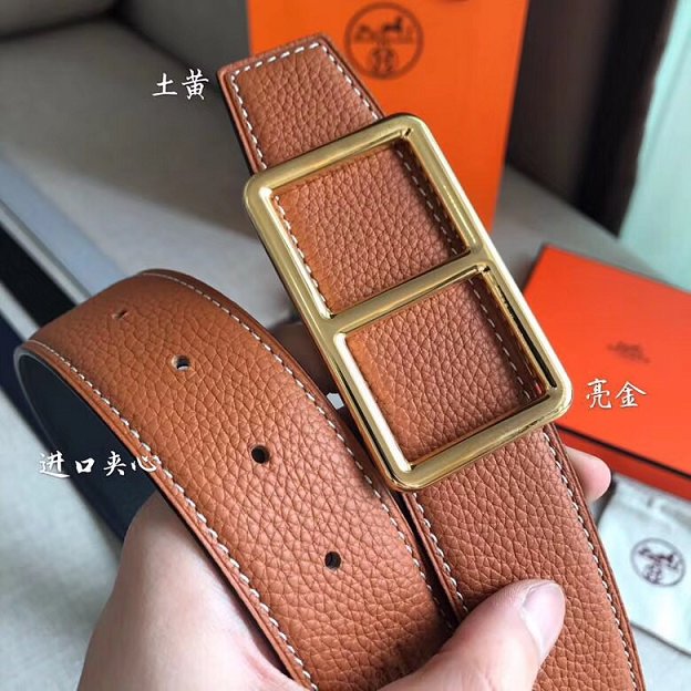 Hermes original togo leather H rouleau belt 38mm H071435 coffee