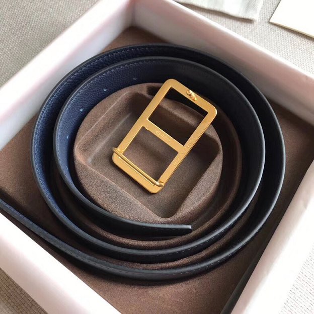 Hermes original togo leather H rouleau belt 38mm H071435 dark blue