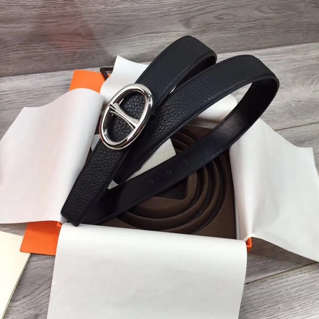 Hermes original togo leather athena belt H065558 black